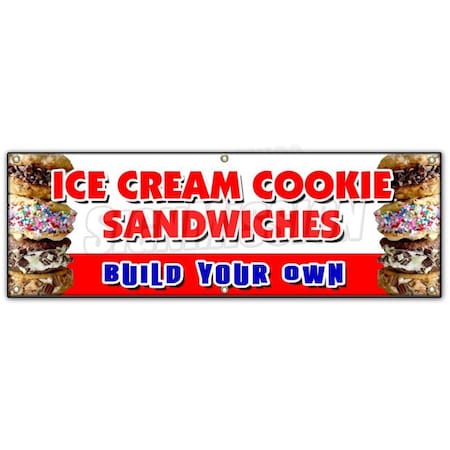 Signmission ICE CREAM COOKIE SANDWICHES BUILD YOUR OWN BANNER SIGN sundae soda B-72 Ice Cream Cookie Sandwic